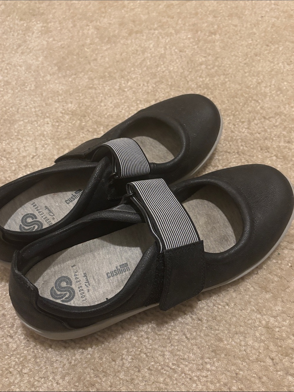 Cloudsteppers by Clarks Black Mary Jane with Striped Elastic Strap